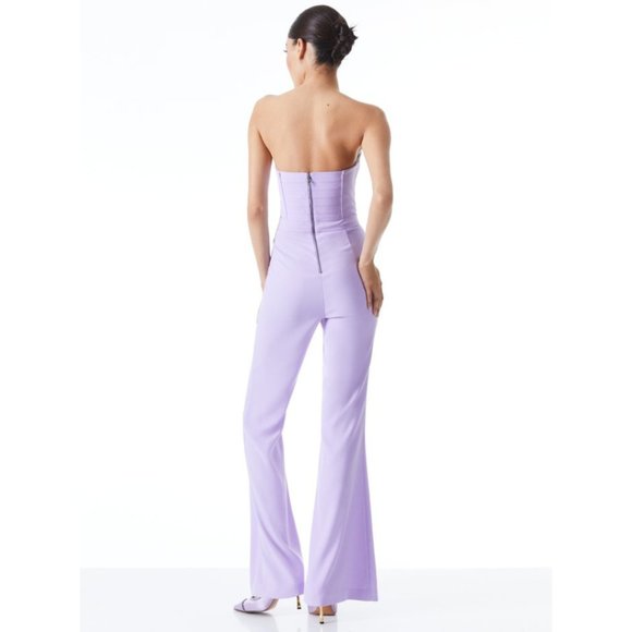NWT Alice + Olivia Lavera Lavender Strapless Jumpsuit - Size 2 - Picture 8 of 16